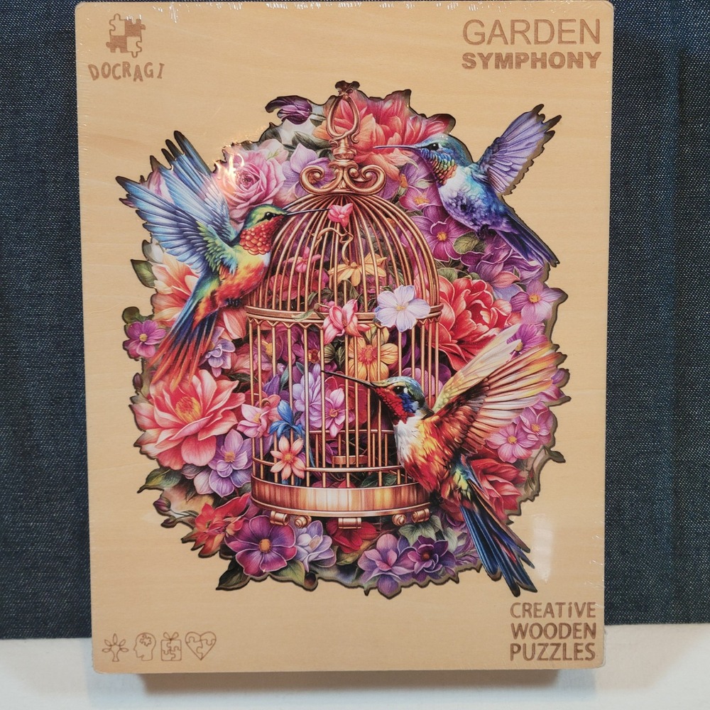 Docragi Garden Symphony Creative Wooden Puzzle 185pcs Multicolor Bird Flowers